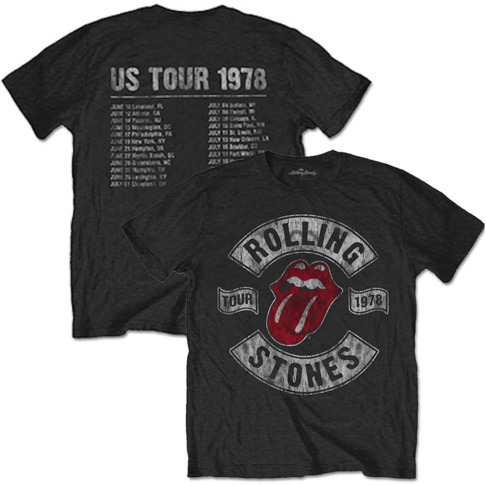 ROLLING STONES ローリングストーンズ (ブライアンジョーンズ追悼55周年 ) - US TOUR 1978（復刻ツアーTシリーズ） / バックプリントあり / Tシャツ / メンズ 【公式 / オフィシャル】