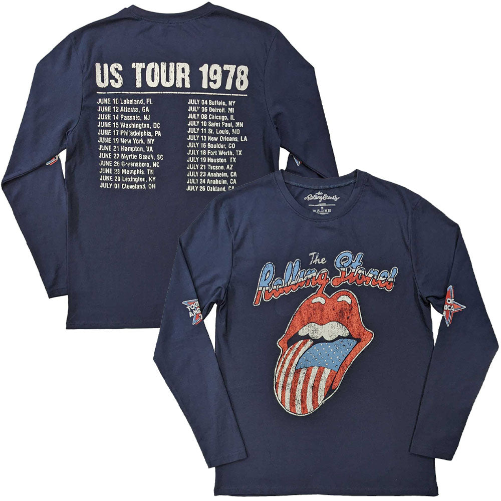 ROLLING STONES ローリングストーンズ (ブライアンジョーンズ追悼55周年 ) - US Tour '78 / バックプリントあり / 長袖 / Sleeve Print / Tシャツ / メンズ 【公式 / オフィシャル】