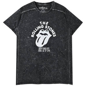 ROLLING STONES ローリングストーンズ (デビュー作 60周年 ) - NYC '75 / Black Label（ブランド） / Snow Wash / Tシャツ / メンズ 【公式 / オフィシャル】