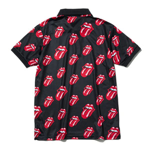 ROLLING STONES ローリングストーンズ (来日 35周年 記念 ) - Red Lick Pattern / Black / ポロシャツ / メンズ