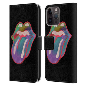 ROLLING STONES ローリングストーンズ (ブライアンジョーンズ 追悼 55周年 ) - Watercolour Tongue レザー手帳型 / Apple iPhoneケース 【公式 / オフィシャル】