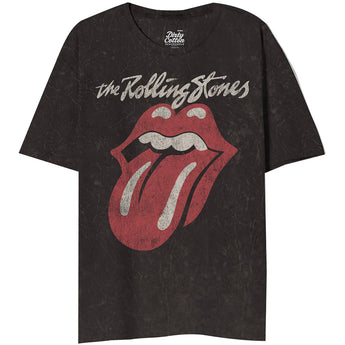 ROLLING STONES - CLASSIC LICK IN STONES BLACK MINERAL WASH / タイダイ